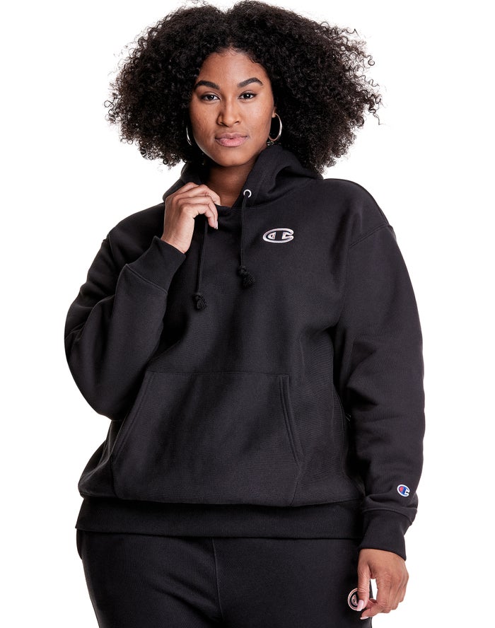 Sudadera Con Capucha Champion Mujer - Plus Reverse Weave Triple Outline Logo ( Negras ) 4785136-RB